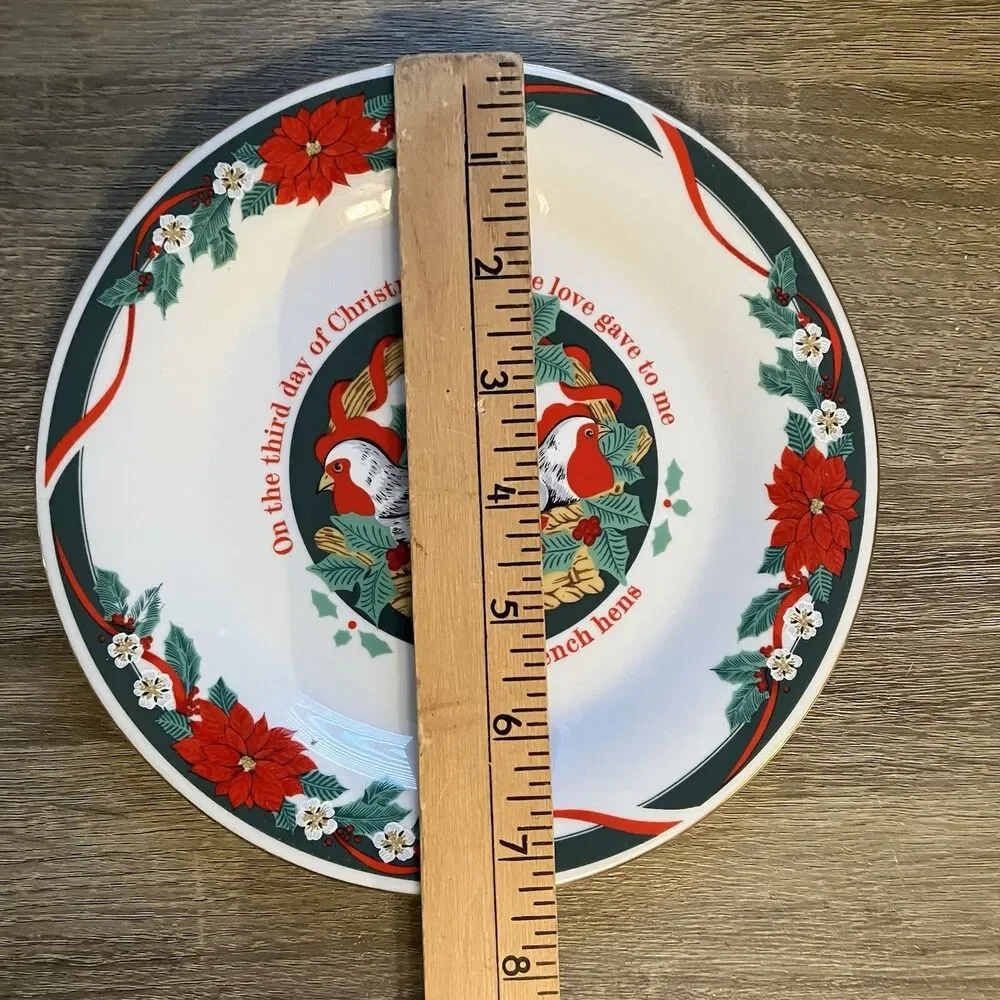 Tienshan Deck the Halls Salad Plate 12 Days of X-Mas Three French Hens Replace